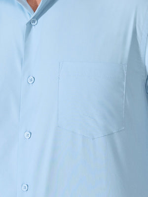 Valerius - Trim Fit Poplin Shirt - Light Blue - Espanshe