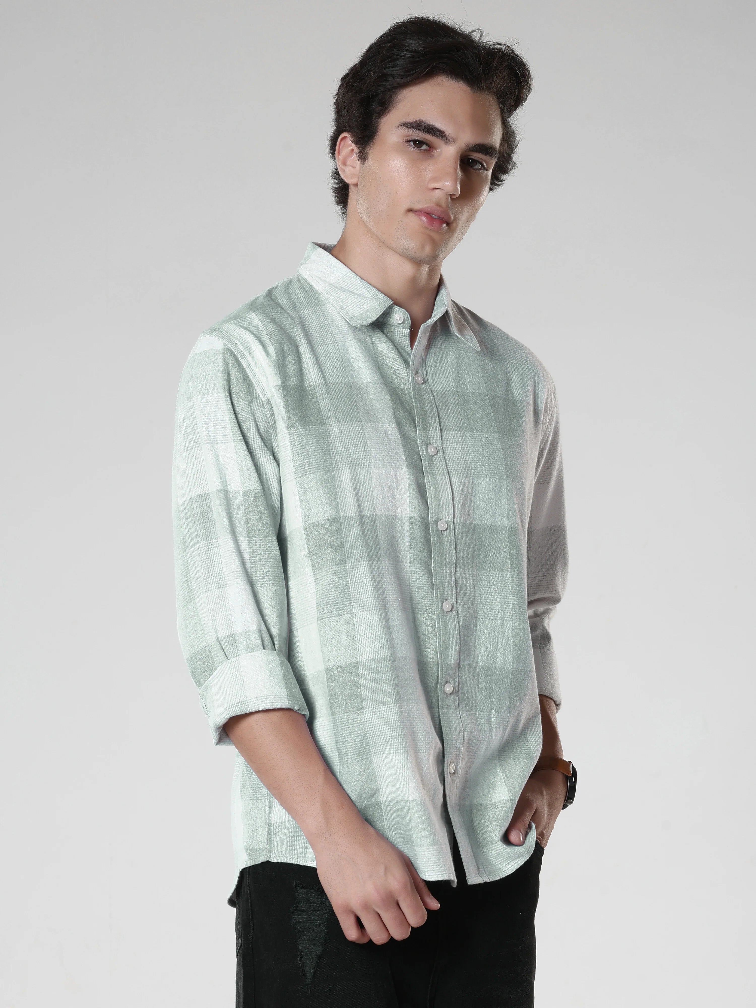 Amabel - Checkered Regular fit Shirt - Green