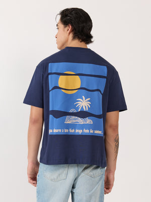 Men's Graphic navy blue Loose Fit T-Shirt
