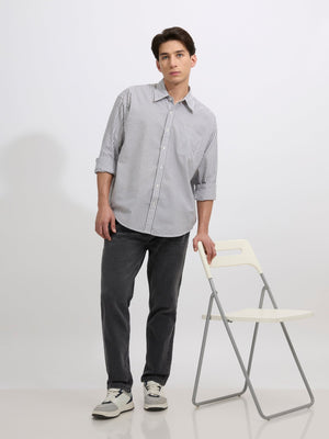 Cullen - Casual Striped Shirt - Grey - Espanshe