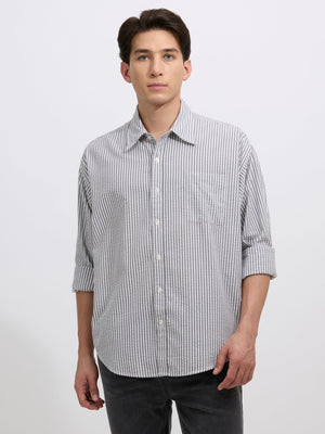 Cullen - Casual Striped Shirt - Grey - Espanshe
