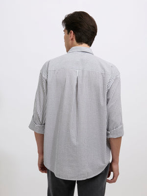 Cullen - Casual Striped Shirt - Grey - Espanshe