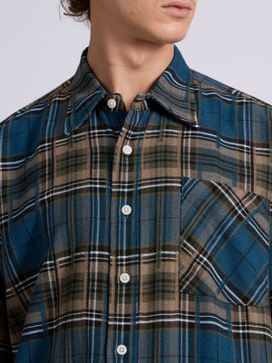 Talbot - Drop Shoulder Checks Shirt - Blue - Espanshe