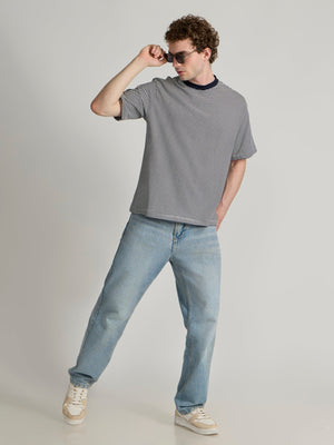Ionathan - Striped Crew T-Shirt - Navy Blue - Espanshe
