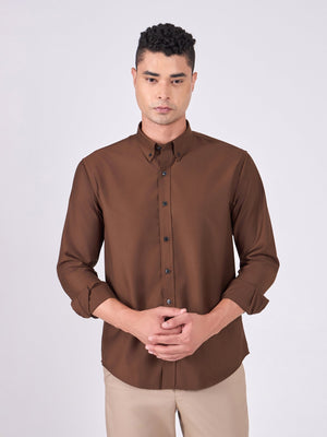 Orville - Tencel Plain Shirt - Brown - Espanshe
