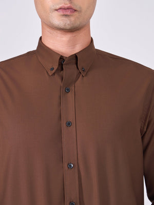 Orville - Tencel Plain Shirt - Brown - Espanshe