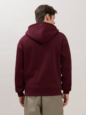 Apex - Relaxed Fit Printed Zipper Hoodies - Wine - Espanshe