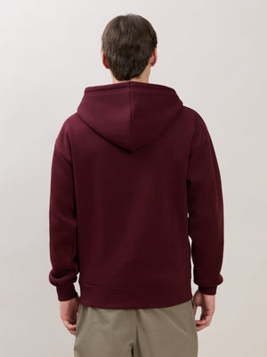 Apex - Relaxed Fit Printed Zipper Hoodies - Wine - Espanshe