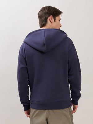 Apex - Relaxed Fit Printed Zipper Hoodies - Blue - Espanshe