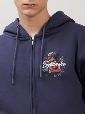 Apex - Relaxed Fit Printed Zipper Hoodies - Blue - Espanshe