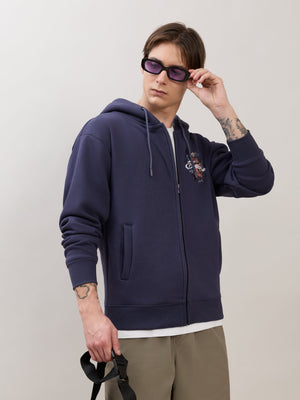 Apex - Relaxed Fit Printed Zipper Hoodies - Blue - Espanshe