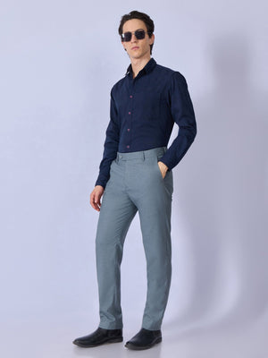 Aqua - Classic Fit Formal Pant - Steel Blue - Espanshe
