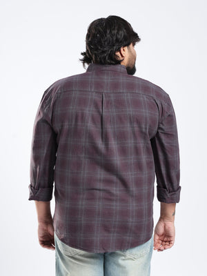 Rani - Relaxed Fit Checks Plus Size Shirt - Dark Plum - Espanshe