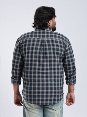 Rani - Relaxed Fit Checks Plus Size Shirt - Forest Green - Espanshe