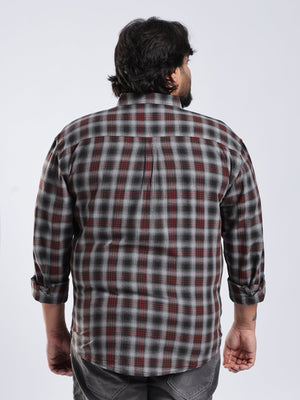 Rani - Relaxed Fit Checks Plus Size Shirt - Red - Espanshe