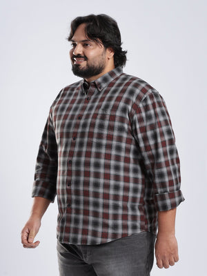 Rani - Relaxed Fit Checks Plus Size Shirt - Red - Espanshe