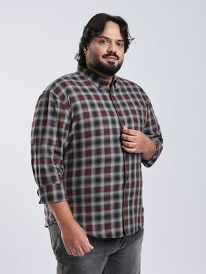 Rani - Relaxed Fit Checks Plus Size Shirt - Red - Espanshe