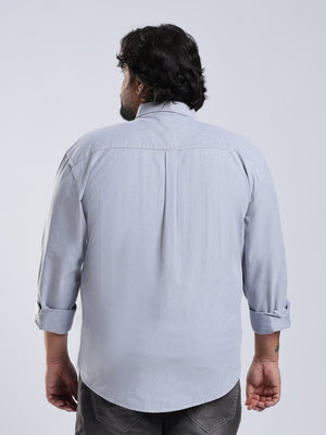 Telodo - Relaxed Fit Plain Plus Size Shirt - Light Grey - Espanshe