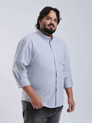 Telodo - Relaxed Fit Plain Plus Size Shirt - Light Grey - Espanshe