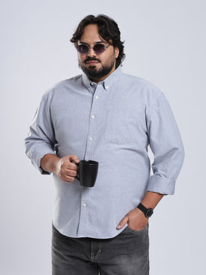 Telodo - Relaxed Fit Plain Plus Size Shirt - Light Grey - Espanshe