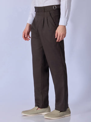 Dora - Straight Fit Gurkha Pant - Brown - Espanshe