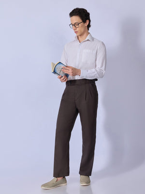 Dora - Straight Fit Gurkha Pant - Brown - Espanshe