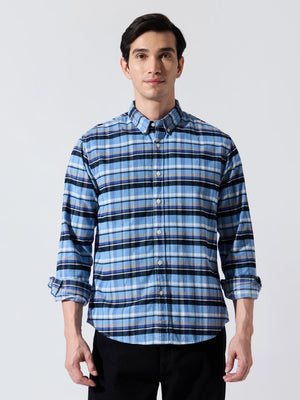 Ermiva - Corduroy Checks Shirt - Tex Blue - Espanshe
