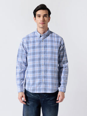 Ermiva - Corduroy Checks Shirt - Blue - Espanshe
