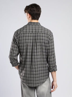 Vololo - Relaxed Fit Checks Shirt - Dark Grey - Espanshe