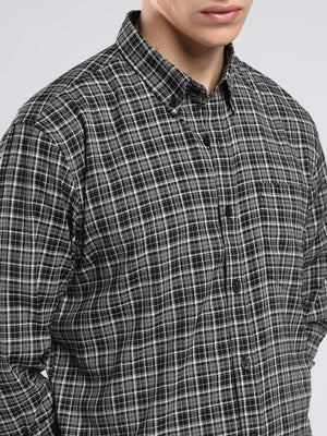 Vololo - Relaxed Fit Checks Shirt - Dark Grey - Espanshe