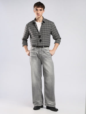 Vololo - Relaxed Fit Checks Shirt - Dark Grey - Espanshe