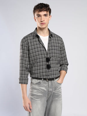 Vololo - Relaxed Fit Checks Shirt - Dark Grey - Espanshe