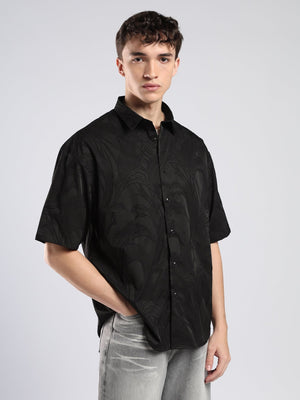 Bopha - Embroidery Half Sleeve Shirt - Black - Espanshe