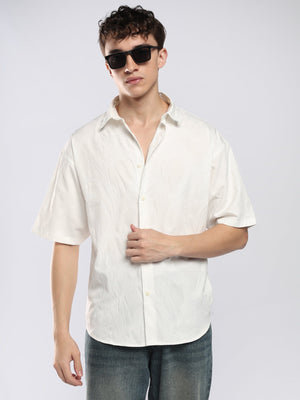 Bopha - Embroidery Half Sleeve Shirt - Off White - Espanshe