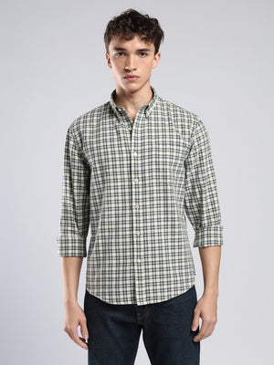 Lutana - Oxford Checks Shirt - Olive Grey - Espanshe