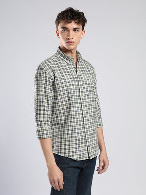 Lutana - Oxford Checks Shirt - Olive Grey - Espanshe