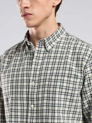 Lutana - Oxford Checks Shirt - Olive Grey - Espanshe