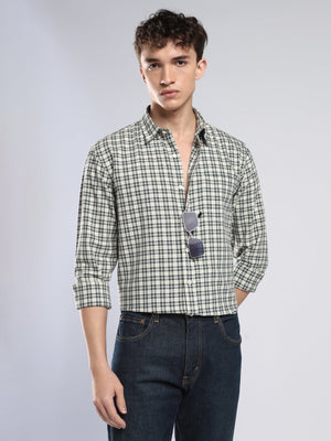 Lutana - Oxford Checks Shirt - Olive Grey - Espanshe