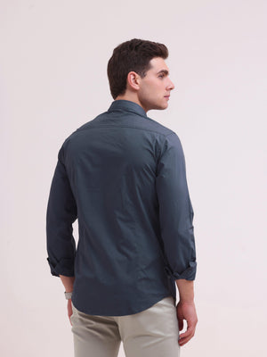 Orchida Plain Full Sleeve Poplin Shirt - Navy Blue - Espanshe