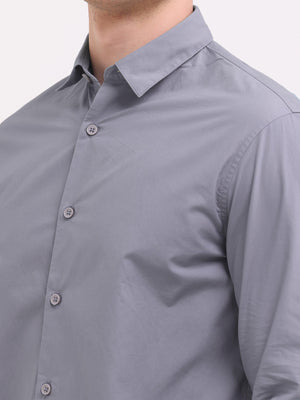 Orchida Plain Full Sleeve Poplin Shirt - Gray - Espanshe