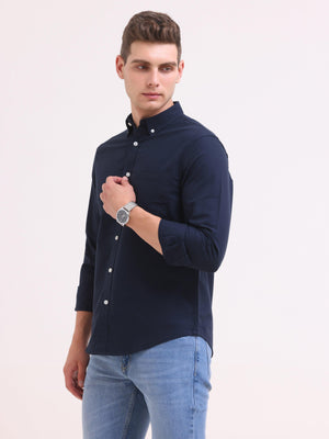 Celest Oxford Shirt - Navy Blue - Espanshe