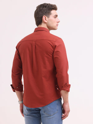 Celest Oxford Shirt - Red - Espanshe