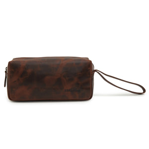 men's Basic Cosmetic Leather Bag - brown