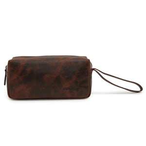 Godfrey - Basic Cosmetic Leather Bag - Brown - Espanshe