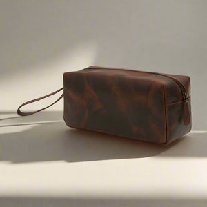 Godfrey - Basic Cosmetic Leather Bag - Brown - Espanshe