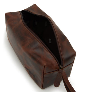 men's Basic Cosmetic Leather Bag - brown