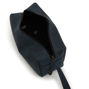 basic cosmetic leather bag in blue