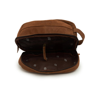 Godfrey - Suede Leather Cosmetic Bag - Tan - Espanshe