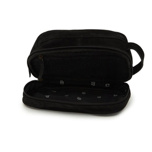 men's suede cosmetic leather bag in black