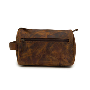 men's Basic Cosmetic Leather Bag - brown